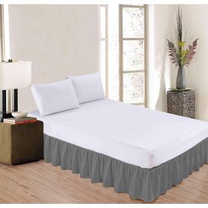 Bed Skirt King Size Ruffle Style by Comfort Beddings 100% Cotton Blend Fabric, Premium Tailored Fit 1pc Dust Ruffle Bedskirt King Size 16" Drop Length Grey Solid