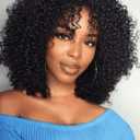 UNICE Afro Kinky Curly Human Hair Wig with Layered Burmese Curly 180% Density Glueless 7x5 HD Lace Closure Bob Wigs Pre Plucked Bleached Knots Ready to Go Beginner Friendly 16 inch