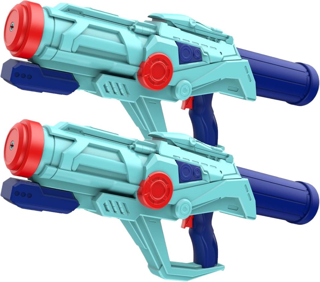 2 PCS Water Guns for Kids, Super Squirt Gun Water Soaker Blaster - Big Size - 32ft Long Shooting Range - High Capacity - Quick Refill - Summer Water Toys Gun for Boys Girls and Adults Outdoor (Blue)