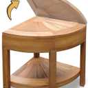 Teak Shower Corner Bench [with Extra Waterproof Storage] 16 inch Wooden Bathroom Bench for Inside Shower to Sit On, Wood Bath Chair, Teakwood Stool (16x16 inches)