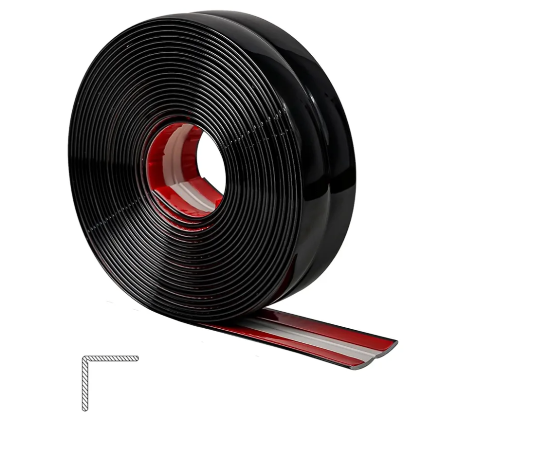 Wall Molding Trim, 2.4 in Peel and Stick Wall Corner Protector 20 Ft, L Shape Self Adhesive Corner Guard & Edge Protector, Shiny Black Corner Trim for Wall Ceiling Furniture Countertop Frame