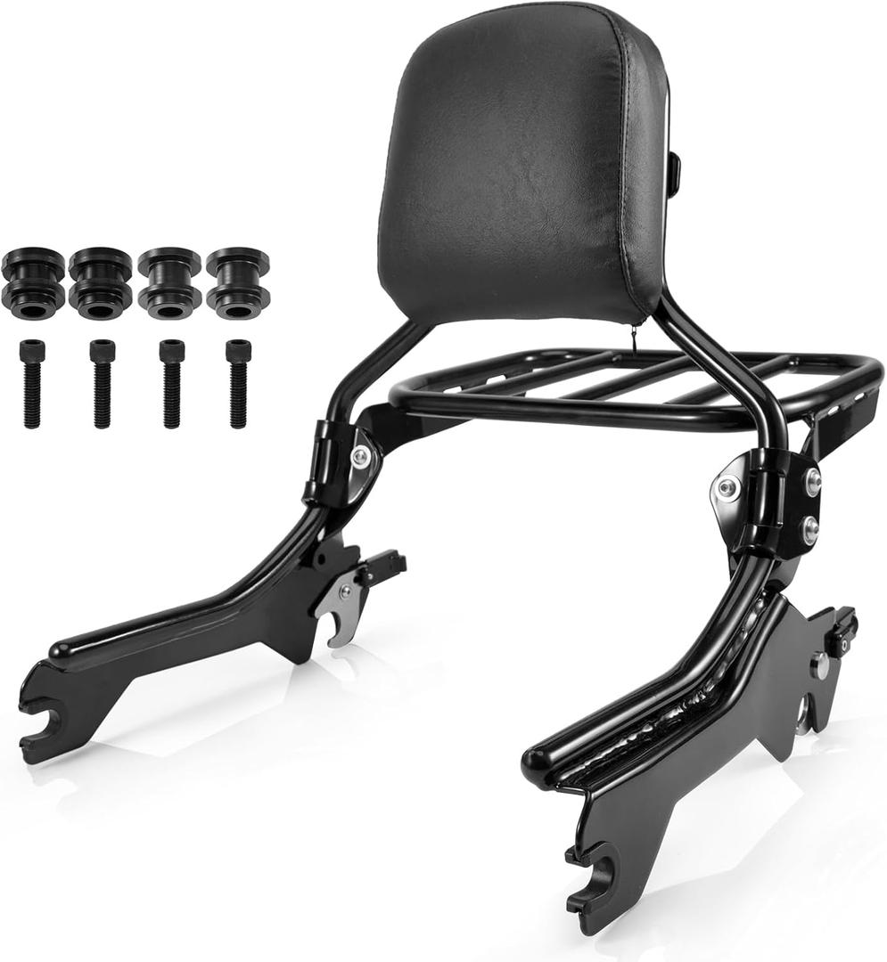 HoldFast Sissy Bar Upright for FLFB, FLFBS FXBR, FXBRS, Detachable Passenger Backrest w/Sport Luggage Rack w/Docking Hardware Fits Harley Softail Fat Boy Breakout 2018-2025
