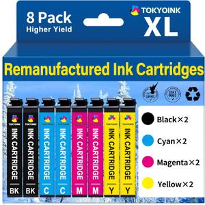 TOKYOINK 822XL Ink Cartridges Combo Pack Remanufactured Replacement for Epson 822 Ink Cartridges T822 T822XL Ink for Workforce Pro WF-3820 WF-4830 WF-4820 WF-4830 WF-4833 WF-4834 Printer (8 Pack)