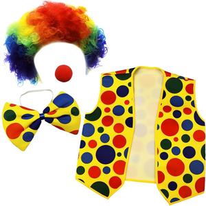 Tigerdoe Clown Costume Set  Wig, Nose, Bow Tie & Vest  4-Piece Dress-Up Clown Accessories for Party