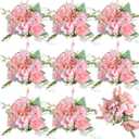 Zeyune 8 Pcs 13.4 Inch Artificial Flowers Bouquet Fake Silk Flowers Faux Bouquet Hydrangea Bouquets for Mother's Day Wedding Birthday Table Centerpieces Home Office Decoration(Pink,Peony)