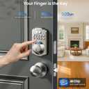 Veise Fingerprint Door Lock with 2 Knobs - Keyless Entry Door Lock with Handle, Electronic Keypad Deadbolt, Smart Front Handle Set, Auto-Locking, Waterproof, Easy Installation, Satin Nickel