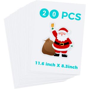 20-Pack Printable Shrink Film Paper Sheets, 8.5" x 11" Glossy White Shinky Dink Plastic for DIY Crafts, Jewelry & Easter Ornaments - Fun Art Supplies for All Ages, Premium & Durable.