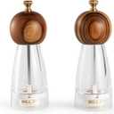 Wood Salt and Pepper Grinders Refillable Set of 2 - Refillable Acrylic Salt Shaker or Pepper Shaker Two 5 oz Salt - Pepper Mill or Salt Mill - Spice Grinder - Easy Clean Ceramic Grinders