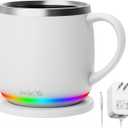 Smart Mug with LED Temperature Display  Coffee Warmer for Office & Home, Perfect Gift for Coffee Lovers,white