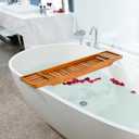 VaeFae Teak Bathtub Tray, Wooden Bath Caddy for Bathtub, Bath Tub Wood Table for Tub