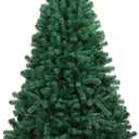 COMHOMA Artificial Christmas Tree,Hinged Spruce Tree with 1,000 Branch Tips,Meatl Foldable Base,Easy Assembly Holiday Decoration (Green)