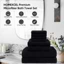 HOMEXCEL 8 Piece Bath Towel Set, Microfiber Bathroom Towel - 2 Bath Towels, 2 Hand Towels, and 4 Wash Cloths, Super Soft, Highly Absorbent Towels for Bathroom, Gym, Hotel, and Spa (Black)
