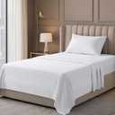 Hotel Twin Size Sheet Set – 3 Piece Luxury Bedding Sheets, Deep Pocket Soft & Breathable Microfiber Bed Sheets, 1 Fitted Sheet, 1 Flat Sheet and 1 Pillowcase – Oeko Tex (White)