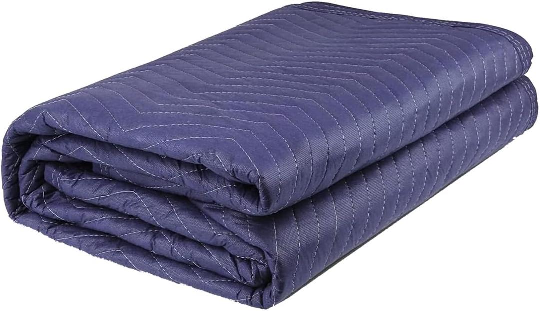 1 Pack Moving Blankets Heavy Duty 80"x72" Quilted Packing Blankets for Moving Furniture Padded Shipping Furniture Mover Blue