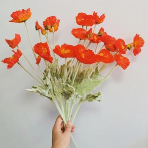 Poppy Flowers Artificial Poppy Silk Flowers with StemsRanunculus Artificial FlowersFaux Flower Stems for Wedding,Party, Outdoor Indoor Decor flower arrangements for table (6, Orange Red)