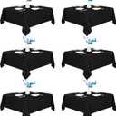 Fitable 6 Pack Black Square Tablecloths - 70 x 70 Inches - Stain Resistant and Reusable Table Clothes, Polyester Fabric Table Covers for Dining, Card Tables, Coffee Tables