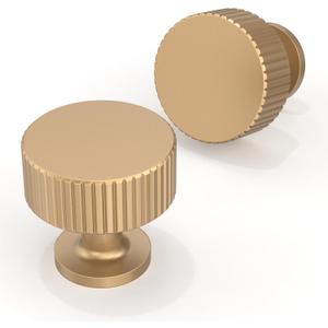 10 Pack Champagne Bronze Cabinet Knobs 1-1/10 Inch(28mm) Single Hole Cabinet Pulls Round Kitchen Cabinet Knobs Drawer Knobs