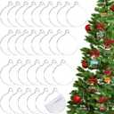 30 Pack Christmas Tree Ornaments Blanks - 4 Inch Clear Round Acrylic Flat Disc Ornaments Blanks Christmas DIY Crafts Transparent Circle Discs for Xmas Winter New Year Party Hanging Decorations