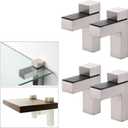 AWEN 4pcs Solid Metal Adjustable Wood/Glass Shelf Bracket Wall Mount, Brushed Nickel