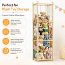 Solid Pine Stuffed Animal Storage, 56" Large Wooden Toy Organizer Tower | 100% solid pine, extra-wide & high open design. Whole rope hand-polished. Holds large plush toys for kids playroom bedroom