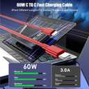 3-Pack Red [3.3FT+6.6FT+10FT] 60W USB C to USB C Cable, Type C Fast Charging Cable for iPhone Air 17 16e 16 15 Pro Plus Pro Maxfor Galaxy S25, for iPad Pro/Air/mini, for MacBook Pro/Air and More