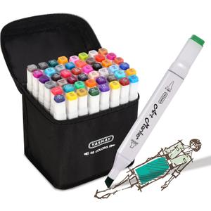 YASNAY Alcohol Markers, 48 Colors Dual Tip Art Marker, Drawing Markers, Coloring Marker for Kids Sketching Adult Coloring