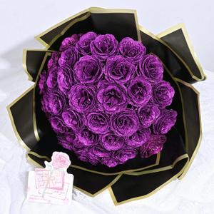 Waipfaru Glitter Roses Bouquet, DIY Fake Flowers Bouquet, Birthday Gifts for Women Mom, 24 Pcs Purple Rose for Wife Girlfriend Valentines, Mothers Day, Anniversary, Graduation