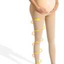 Beister Maternity Medical Compression Tights, 20-30mmHg Graduated Support Pregnancy Legging with Button Elastic Band & Abdominal Protection, Footless High Waist Compression Pantyhose for Varicosity (Extra Extra Large, Beige)