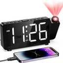 LOFICOPER Projection Alarm Clock for Bedroom, Digital Alarm Clock with 180 Rotatable Projector, 7.4'' Large LED Display, Adjustable Brightness & Volume, for Seniors Teens Heavy Sleepers