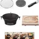 Cast iron charcoal grill,cast iron portable grill,Small Portable Charcoal Grill for Outdoor Tabletop Camping, BBQ Grill Grate Surface 11in, Perfect for 3-4 People
