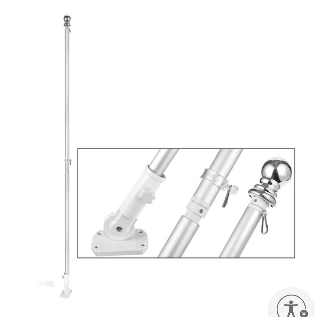 Juvale House Flag Pole Kit, Outdoor Wall Mounted Metal Flag Holder and Pole Set (6 Feet)
