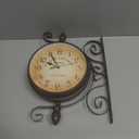 Japard Vintage Wall Clock, Antique Unique Industrial Double Sided Decorative Retro Iron Frame, New York Terminal Wall Mounted Battery Operated Smooth Sweep Brown