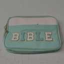 Bible Cover Case for Women,Large Leather Bible Carrying Cases Christian Gifts for Women Men Girls,Preppy Chenille Letter Bible Bag Bible Purse with Shoulder Strap,Green (Large, Green)