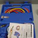 JIFETOR 3 Way AC Manifold Gauge Set, HVAC Diagnostic Charging Tool for Auto Household R404A R134A Refrigerant, with 5FT Hose, Adjustable Quick Coupler, Can Tap and Adapter