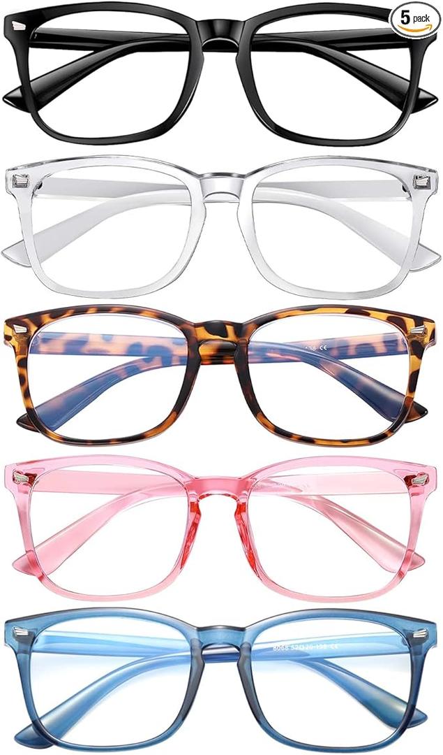 AIMISUV 5 Pack Reading Glasses for Women Men, Blue Light Blocking Computer Readers UV Glare(Multicolor, 1.5x)