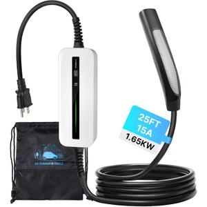 Level 1 EV Charger for Tesla, 15A 120V Portable Car Charger with 25ft Charging Cable for Model Y/3/S/X, Max 1.65KW Nema 5-15 Plug