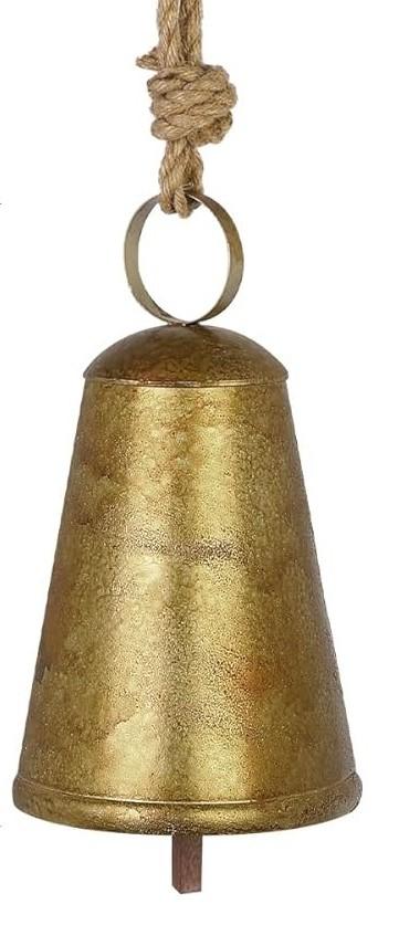 Fovths 1 Pack Huge Christmas Cow Bell Giant Hanging Metal Cone Bell Vintage Harmony Cow Bell with Rope for Christmas Garland Decor Xmas Tree Wind Chimes Craft