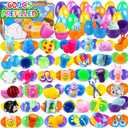 60PCS Prefilled Easter Eggs with Toys Inside, Easter Basket Eggs Filled Stuffers, Easters Theme Party Favors Fidget Hunting Assortment Toys, Treasure Box Party Supplies