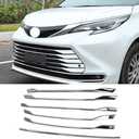 Beautost Fit For Toyota Sienna 2021 2022 2023 2024 2025 Front Grill Grille Cover Trim Trims Chrome ABS (For the model with parking sensors)
