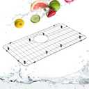 Upgraded 26" x 14" 304 Stainless Steel Kitchen Sink Bottom Grid, Sink Protector Rack with Rear Drain Location for Bottom of Kitchen Sink 26" x 14". Sink Bottom Grid for Kitchen Single Bowl Sink