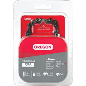 Oregon S56 AdvanceCut Chainsaw Chain for 16" Bar, 56 Drive Links, Low-kickback chain, fits Makita, Echo, Husqvarna, Wen and more Grey