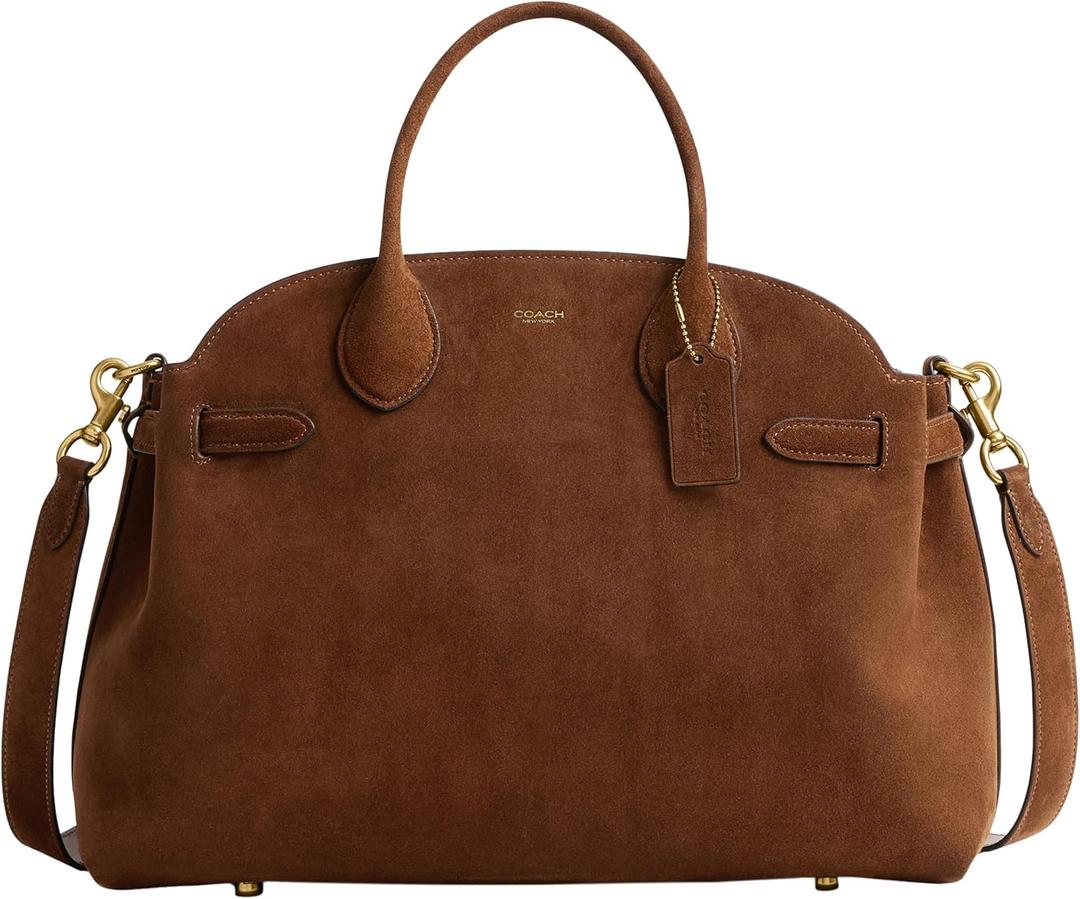 Coach Women's Suede Soft Empire Carryall 40 Tote, B4/Warm Brown, One Size