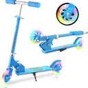 Scooter for Kids Ages 3-12 - Kids Kick Scooters with Led Light Up Wheels & 3 Levels Adjustable Handlebar, Lightweight Foldable 2 Wheel Girly Pink Scooter Christmas Birthday for Girls Boys.