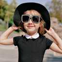FEISEDY Kids Sunglasses for Girls Oversized Square Sparkling Party Sun Glasses Lightweight Fashion Shades B0053 (Black)