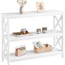 Yaheetech Console Table with 3 Storage Shelves, Entryway Table Sofa Side Table Narrow Long Bookshelf for Hallway Living Room, Accent Furniture, White