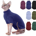SUNFURA Turtleneck Sweater for Cat, Sphynx Cats Shirt Hairless Cat Sweaters with Sleeves, Warm and Soft Kitten Pullover Fleece Winter Pajamas Jumpsuit for Puppy Cats, Navy Blue, Size M