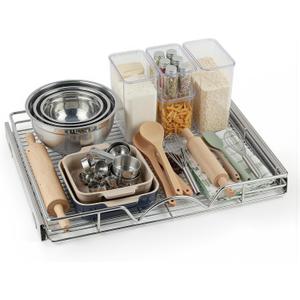 HOLDN STORAGE Pull Out Cabinet Organizer, Heavy Duty Caddy - 28W x 21D - Requires At Least 29-1/4 Cabinet Opening, Steel Metal Cabinet Drawers Slide Out, Chrome
