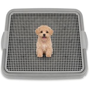 UPIT Puppy Potty Tray with Mesh – Dog Pee Pad Holder for Small Dogs & Puppies, Indoor Dog Potty Training Toilet, Plastic Leak-Proof Dog Potty Tray (Small - 20 x 16 in)