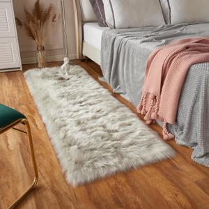 EasyJoy Ultra Soft Fluffy Rugs Faux Fur Rug Chair Cover Seat Pad Fuzzy Area Rug (Light Grey, 2x6 ft Rectangle)