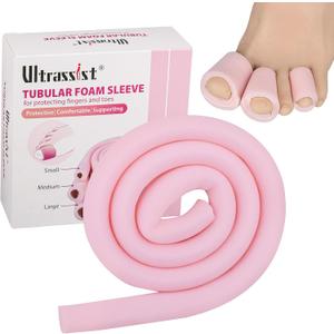 Toe Sleeve with Overlap Medium Size 7/8" Inner Diameter 36" Roll, Sponge Toe Protectors for Blisters, Bunions, Corns